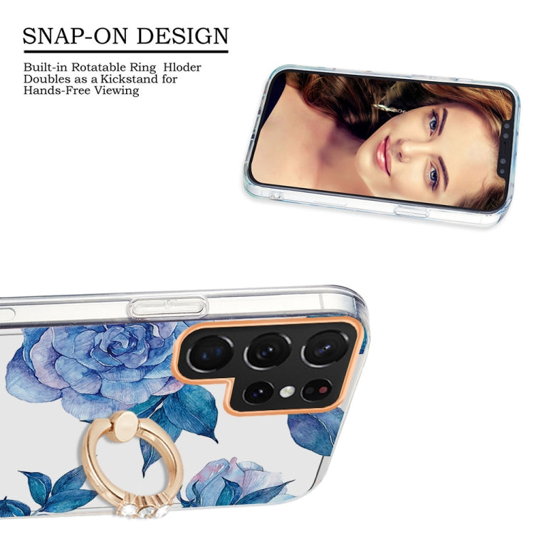 For Samsung Galaxy S22 Ultra 5G Ring IMD Flowers TPU Phone Case