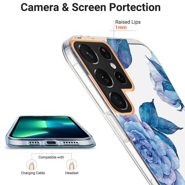 For Samsung Galaxy S22 Ultra 5G Ring IMD Flowers TPU Phone Case