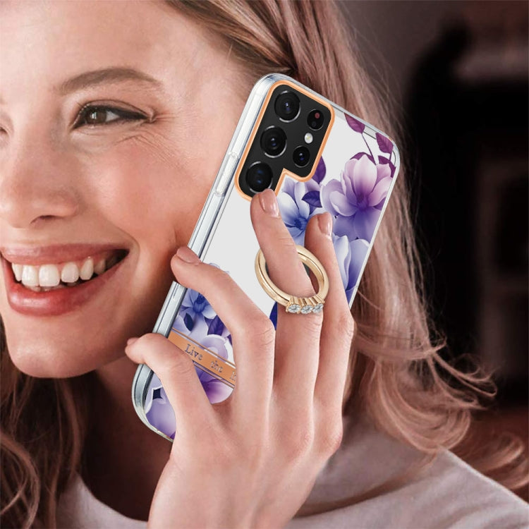 For Samsung Galaxy S22 Ultra 5G Ring IMD Flowers TPU Phone Case