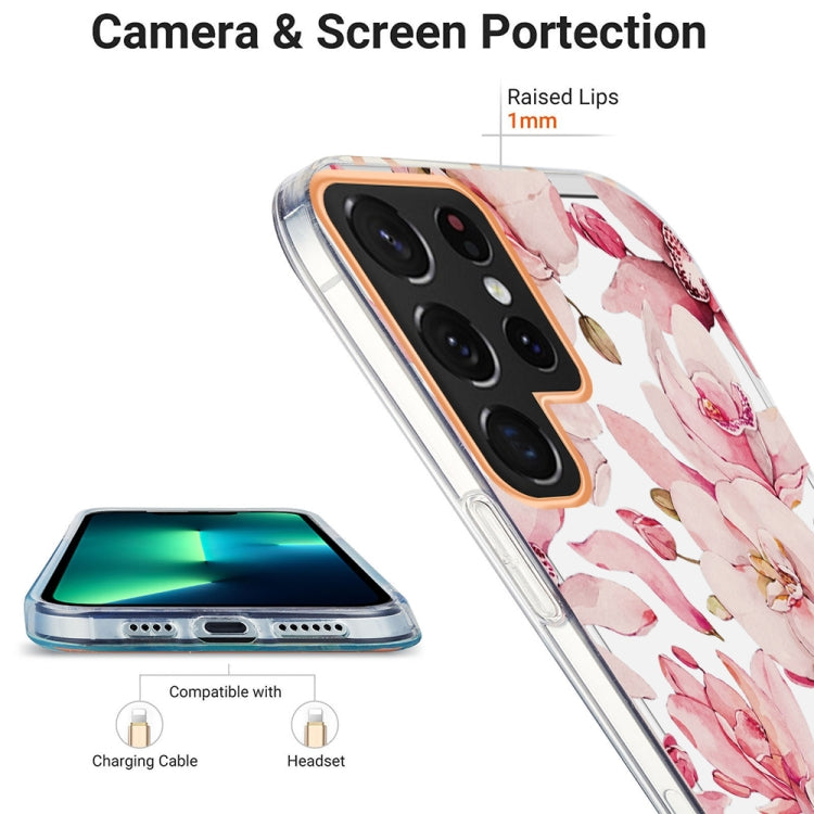 For Samsung Galaxy S22 Ultra 5G Ring IMD Flowers TPU Phone Case