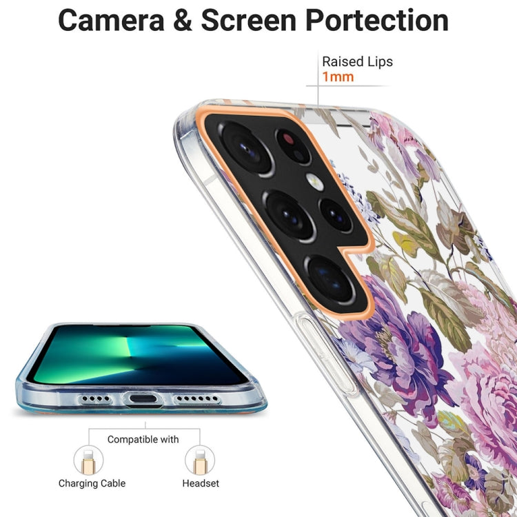 For Samsung Galaxy S22 Ultra 5G Ring IMD Flowers TPU Phone Case