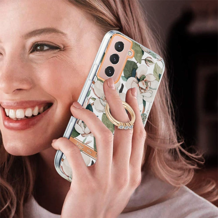 For Samsung Galaxy S21 5G Ring IMD Flowers TPU Phone Case