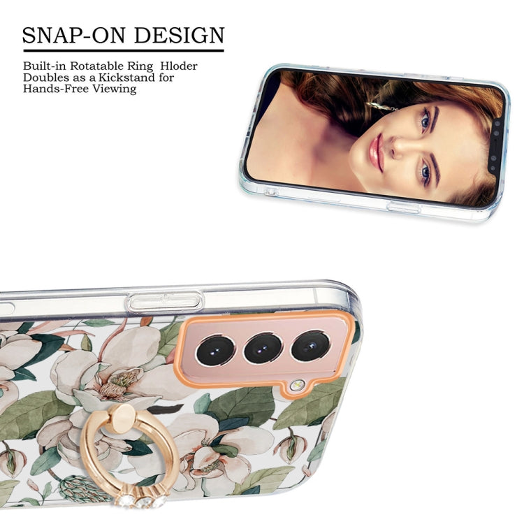 For Samsung Galaxy S21 5G Ring IMD Flowers TPU Phone Case