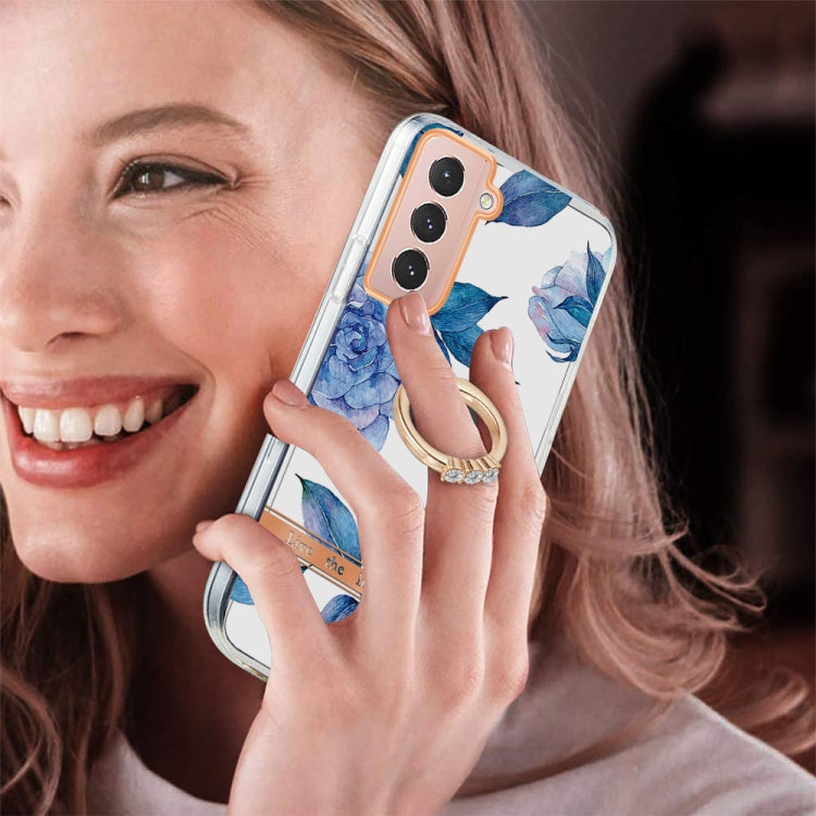 For Samsung Galaxy S21 5G Ring IMD Flowers TPU Phone Case
