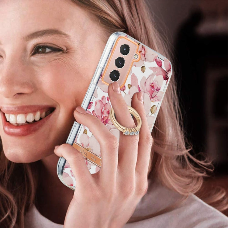 For Samsung Galaxy S21 5G Ring IMD Flowers TPU Phone Case
