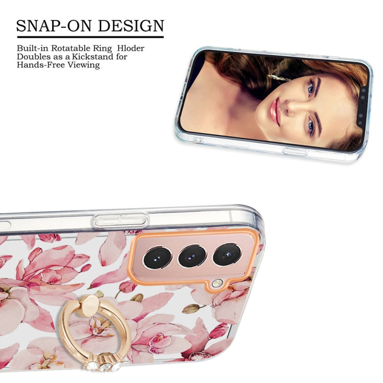 For Samsung Galaxy S21 5G Ring IMD Flowers TPU Phone Case