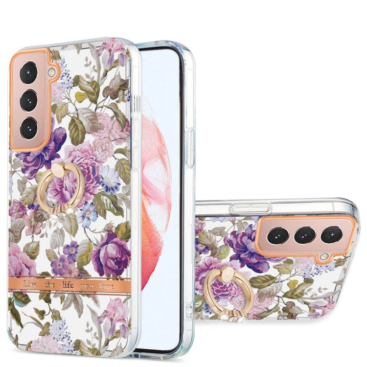 For Samsung Galaxy S21 5G Ring IMD Flowers TPU Phone Case