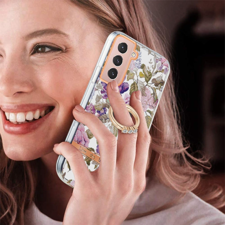 For Samsung Galaxy S21 5G Ring IMD Flowers TPU Phone Case