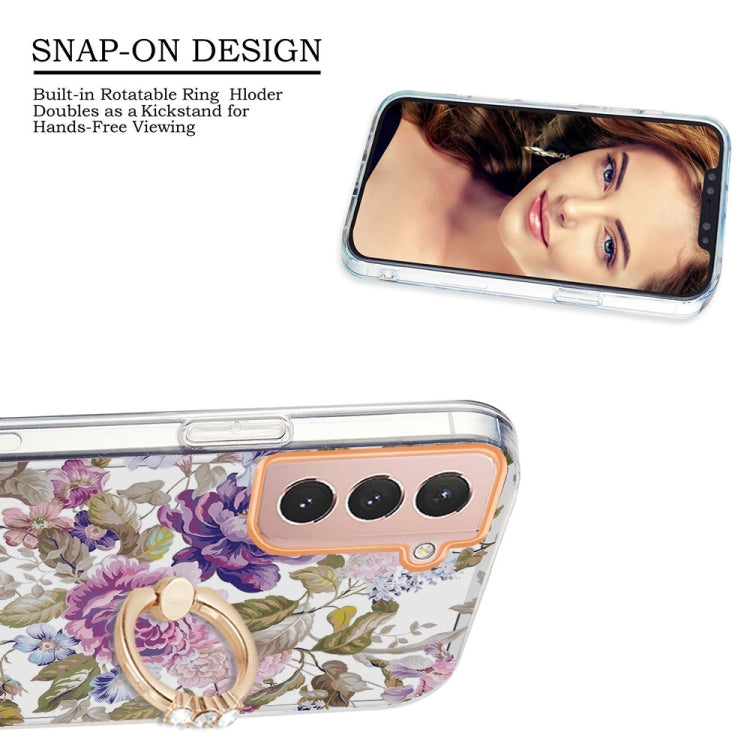 For Samsung Galaxy S21 5G Ring IMD Flowers TPU Phone Case
