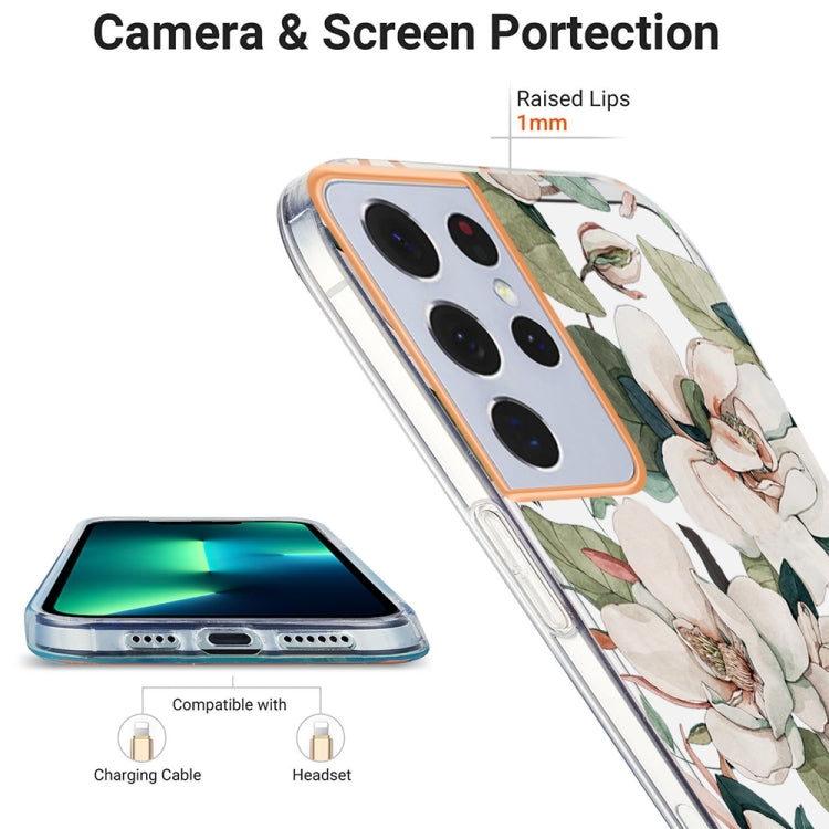 For Samsung Galaxy S21 Ultra 5G Ring IMD Flowers TPU Phone Case