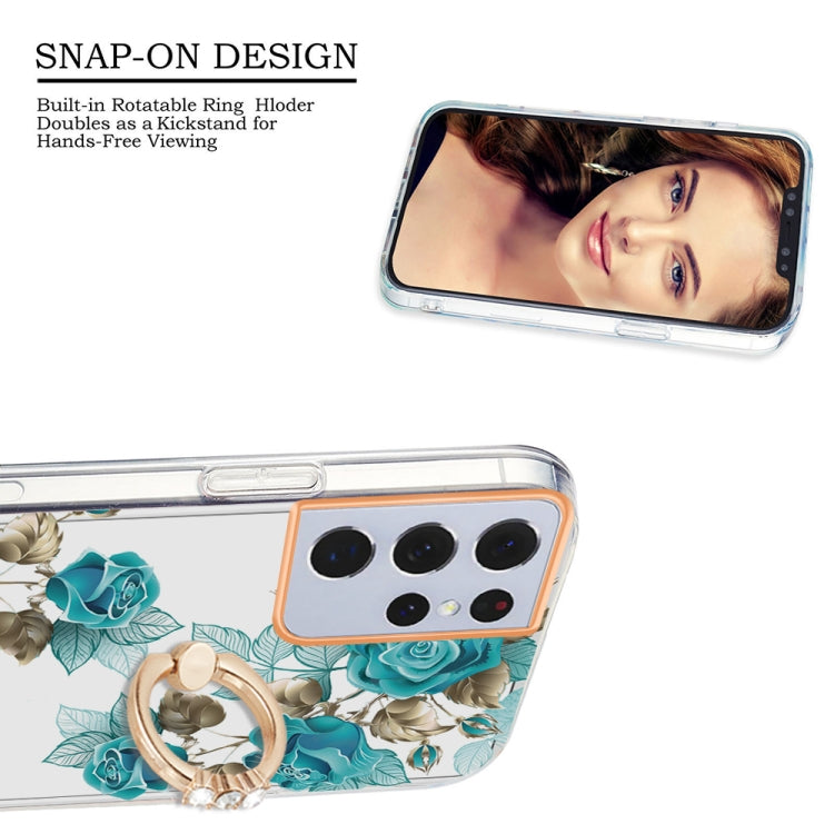 For Samsung Galaxy S21 Ultra 5G Ring IMD Flowers TPU Phone Case