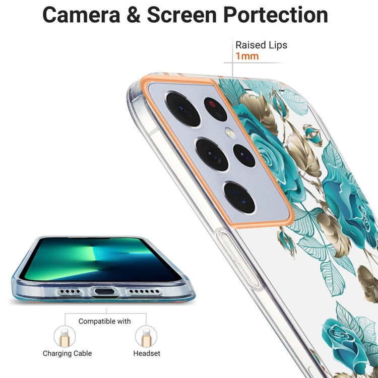 For Samsung Galaxy S21 Ultra 5G Ring IMD Flowers TPU Phone Case