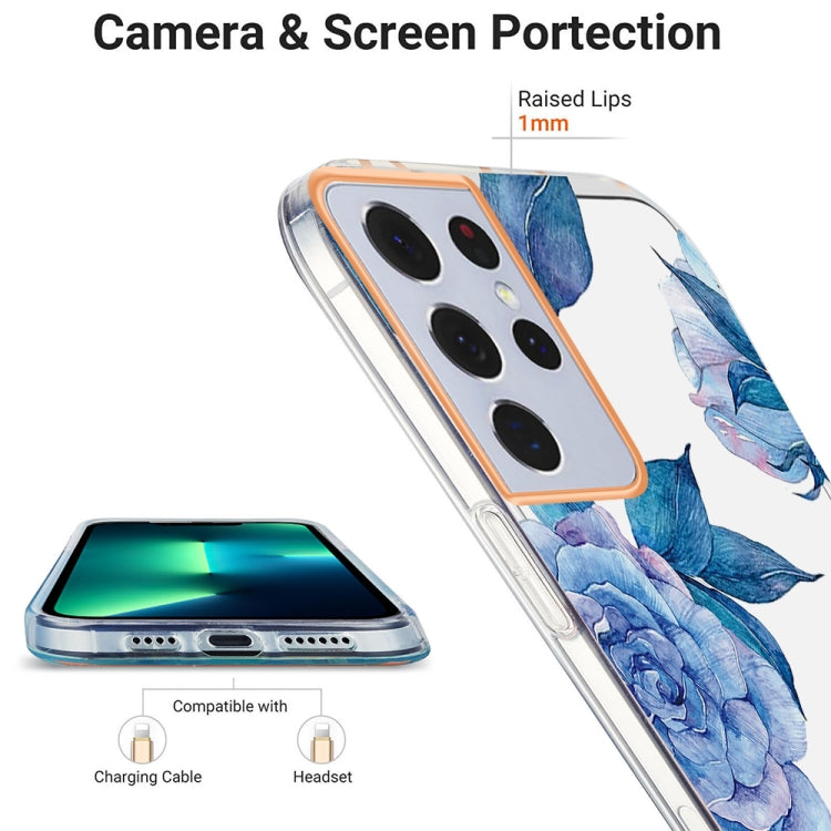 For Samsung Galaxy S21 Ultra 5G Ring IMD Flowers TPU Phone Case