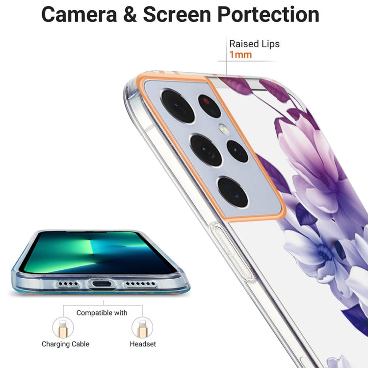 For Samsung Galaxy S21 Ultra 5G Ring IMD Flowers TPU Phone Case