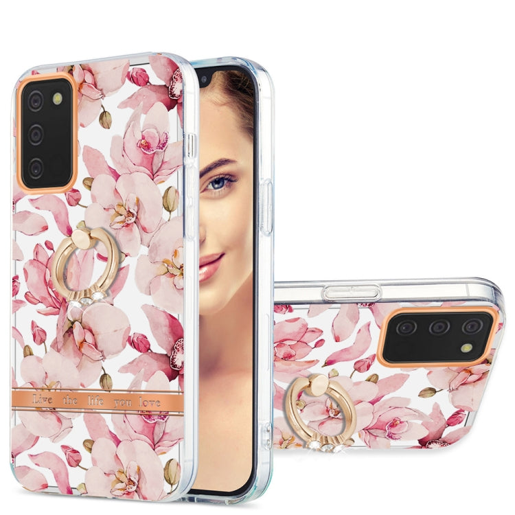 For Samsung Galaxy A02s 166mm Ring IMD Flowers TPU Phone Case