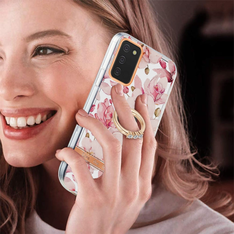 For Samsung Galaxy A02s 166mm Ring IMD Flowers TPU Phone Case