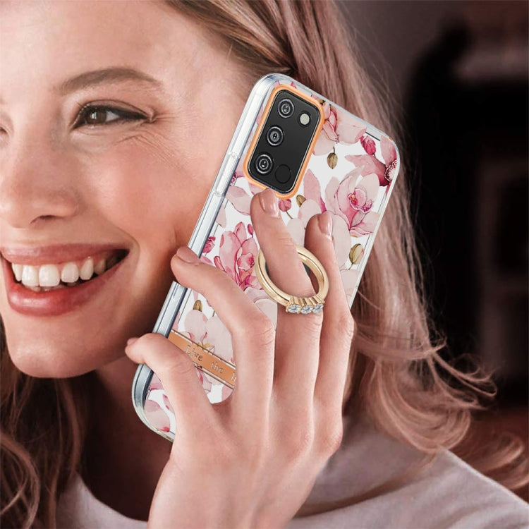 For Samsung Galaxy A03s 166mm Ring IMD Flowers TPU Phone Case