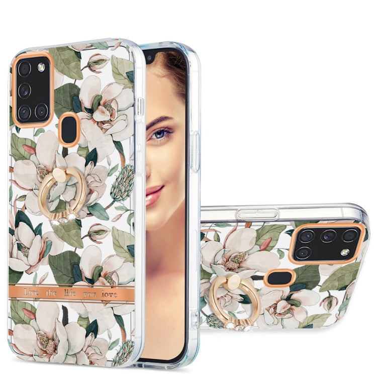 For Samsung Galaxy A21s / A217F Ring IMD Flowers TPU Phone Case