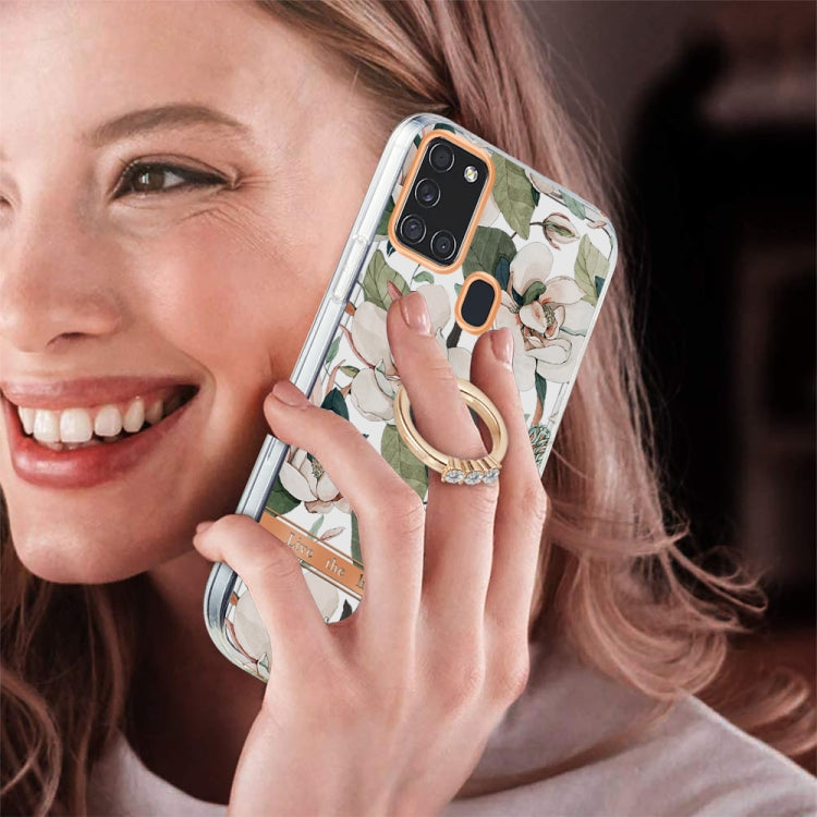 For Samsung Galaxy A21s / A217F Ring IMD Flowers TPU Phone Case
