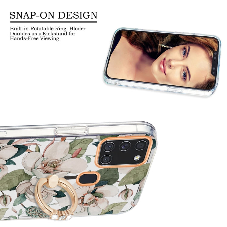 For Samsung Galaxy A21s / A217F Ring IMD Flowers TPU Phone Case
