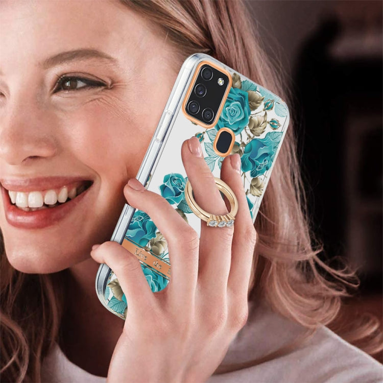 For Samsung Galaxy A21s / A217F Ring IMD Flowers TPU Phone Case