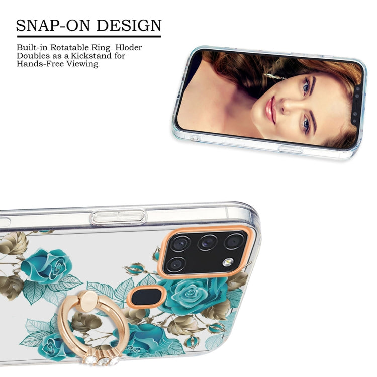 For Samsung Galaxy A21s / A217F Ring IMD Flowers TPU Phone Case