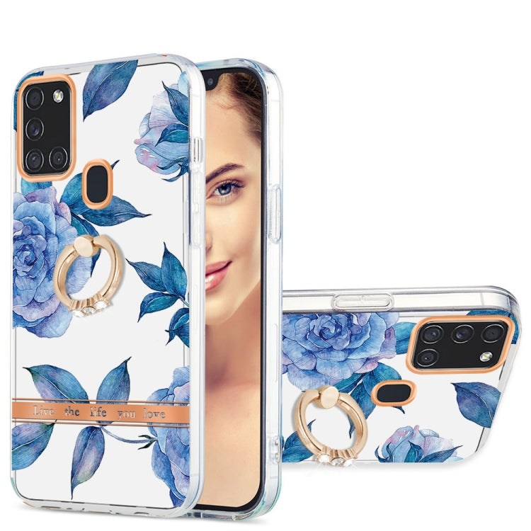 For Samsung Galaxy A21s / A217F Ring IMD Flowers TPU Phone Case