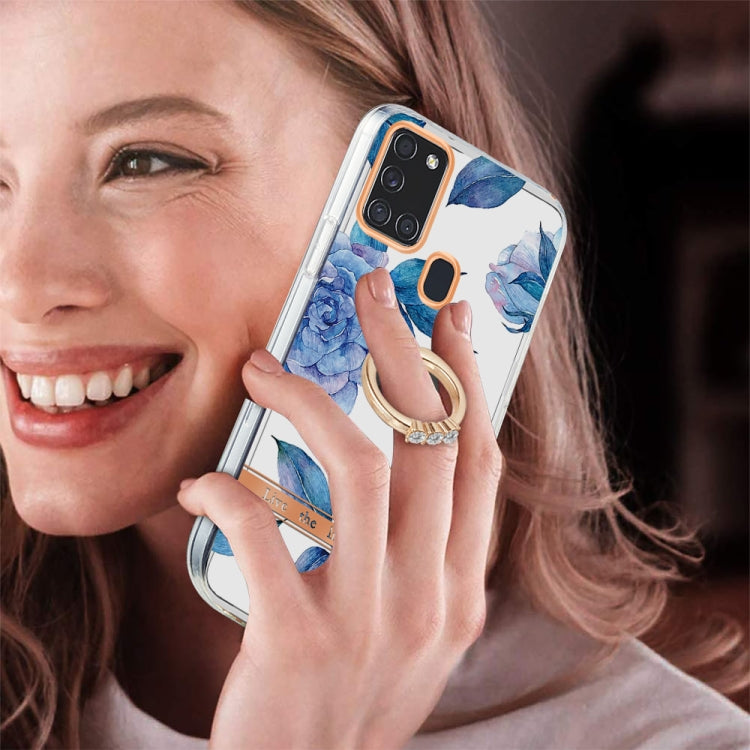 For Samsung Galaxy A21s / A217F Ring IMD Flowers TPU Phone Case