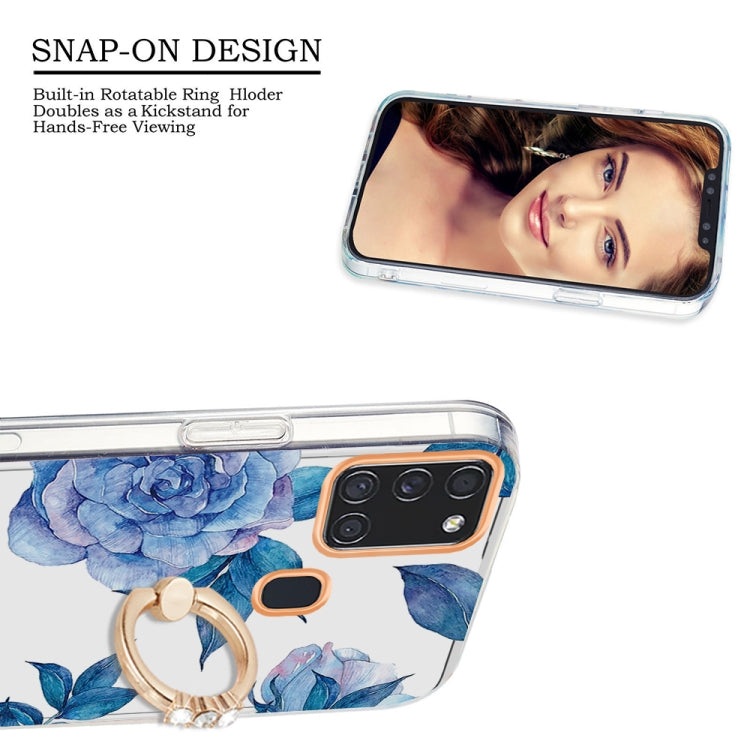 For Samsung Galaxy A21s / A217F Ring IMD Flowers TPU Phone Case