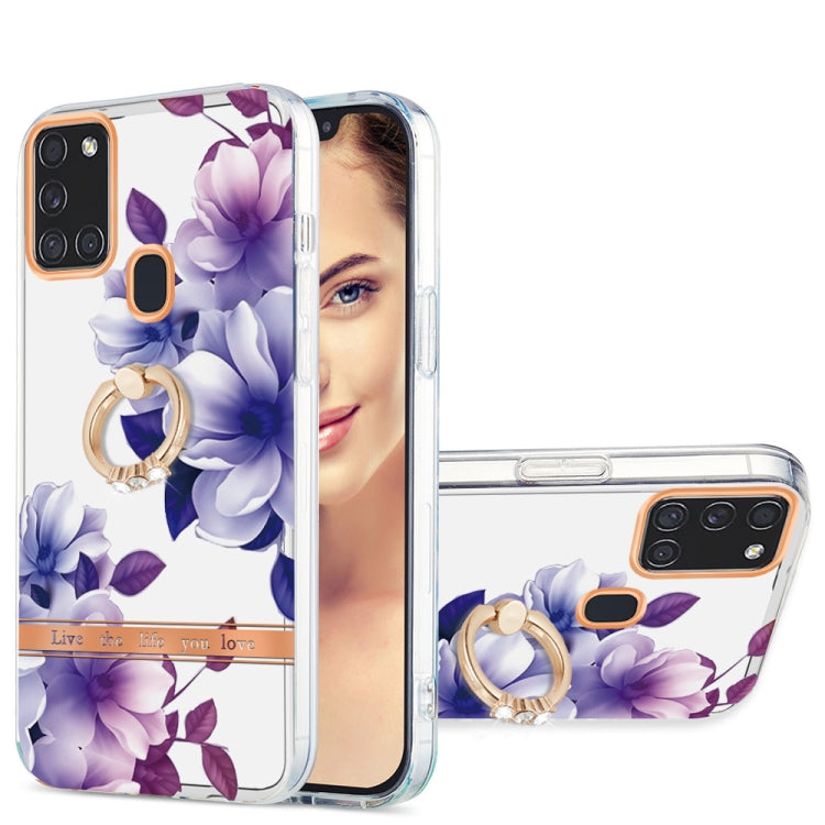 For Samsung Galaxy A21s / A217F Ring IMD Flowers TPU Phone Case