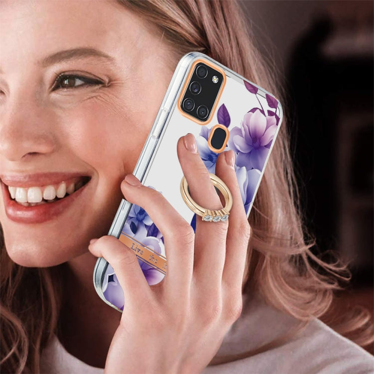 For Samsung Galaxy A21s / A217F Ring IMD Flowers TPU Phone Case