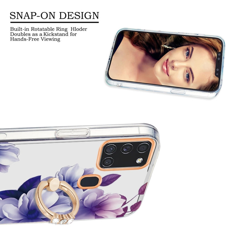 For Samsung Galaxy A21s / A217F Ring IMD Flowers TPU Phone Case