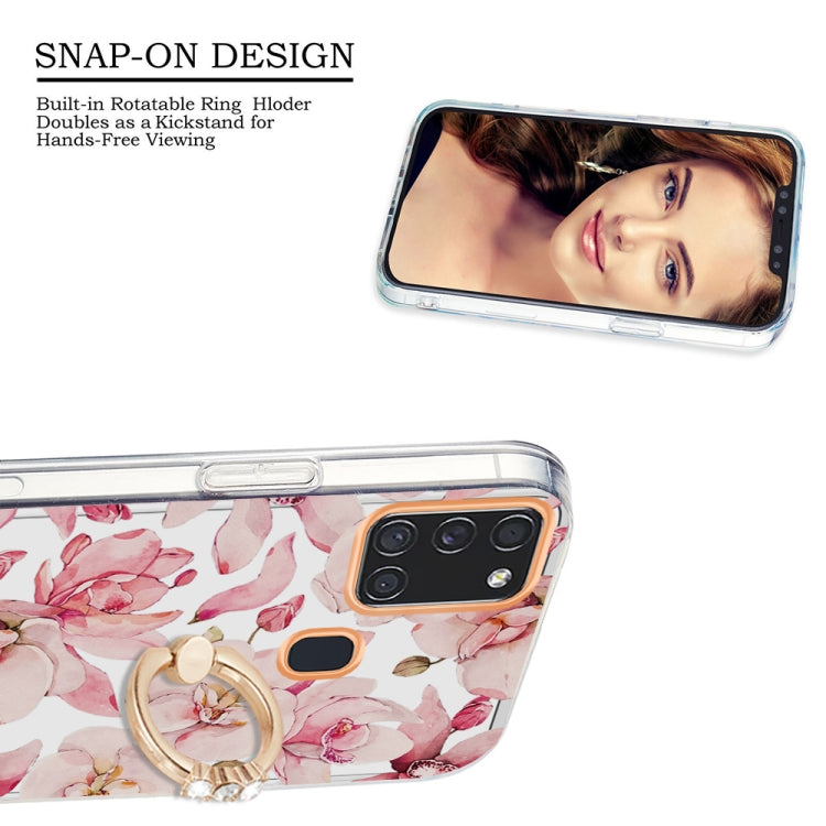 For Samsung Galaxy A21s / A217F Ring IMD Flowers TPU Phone Case