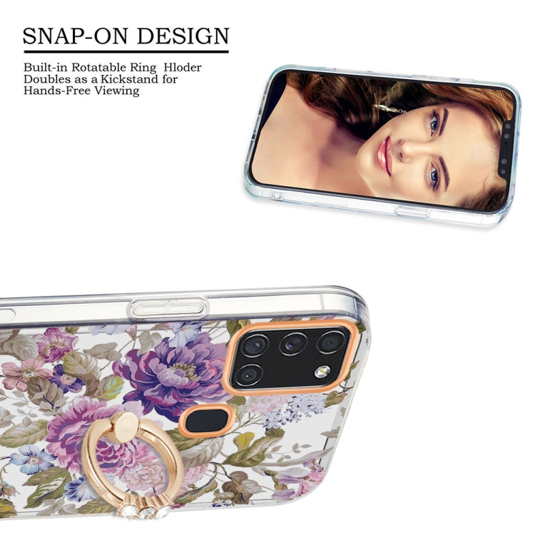 For Samsung Galaxy A21s / A217F Ring IMD Flowers TPU Phone Case
