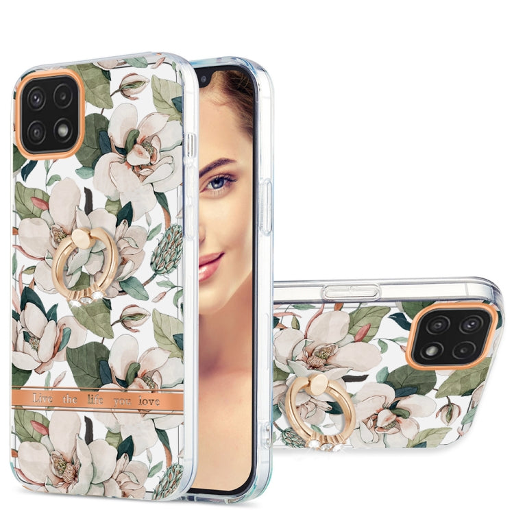 For Samsung Galaxy A22 5G Ring IMD Flowers TPU Phone Case