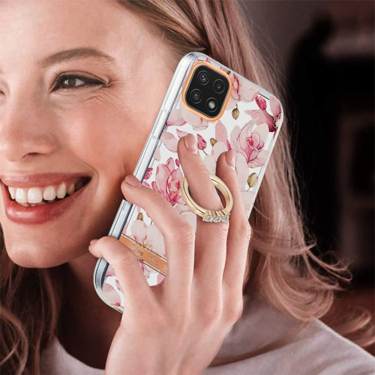 For Samsung Galaxy A22 5G Ring IMD Flowers TPU Phone Case