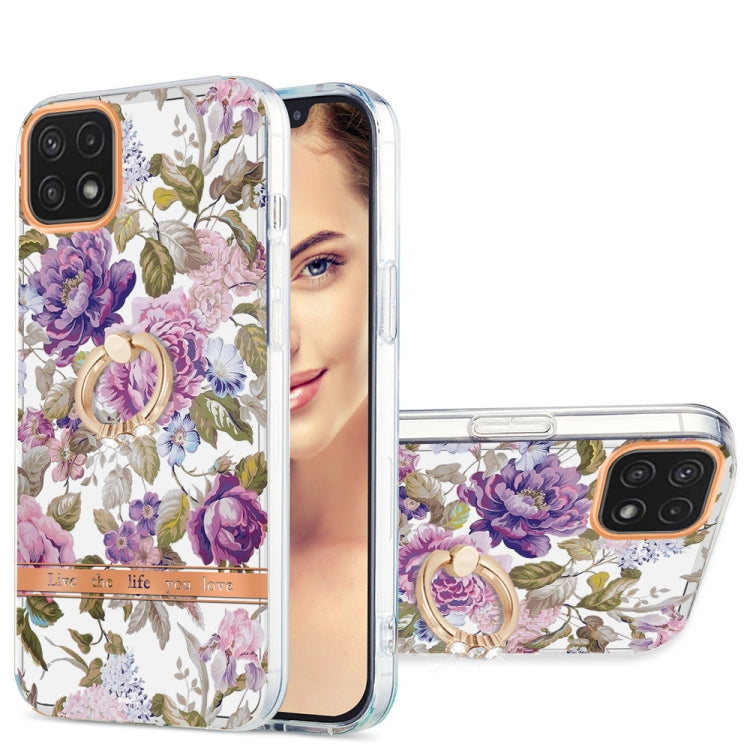 For Samsung Galaxy A22 5G Ring IMD Flowers TPU Phone Case