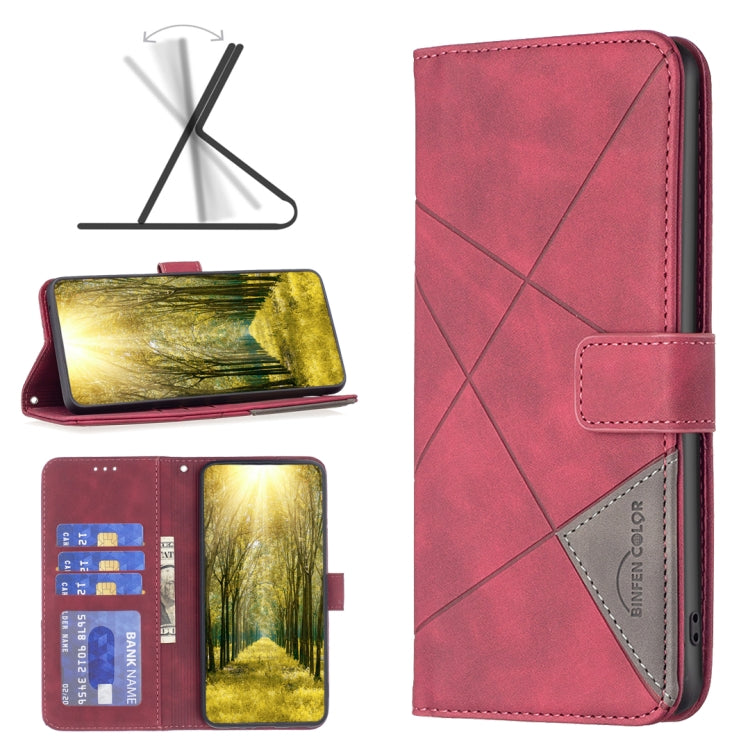 For Infinix Note 11 Magnetic Buckle Rhombus Texture Leather Phone Case