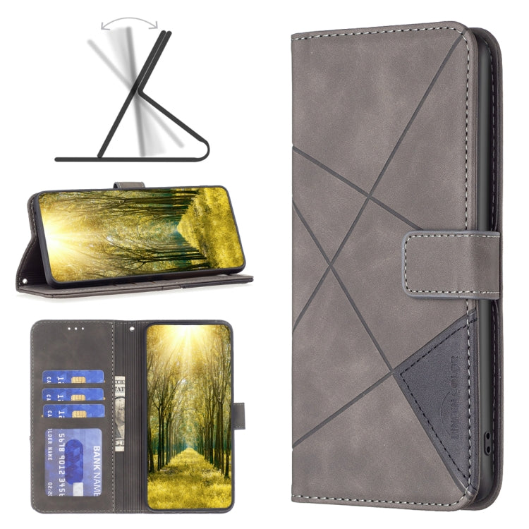 For Infinix Smart 6 Magnetic Buckle Rhombus Texture Leather Phone Case