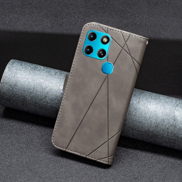 For Infinix Smart 6 Magnetic Buckle Rhombus Texture Leather Phone Case