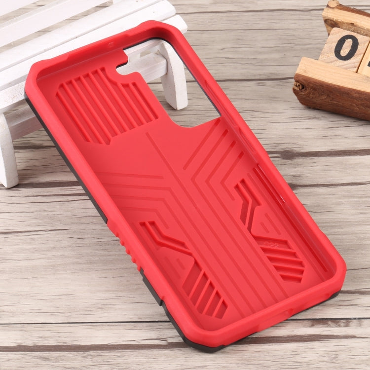 For Samsung Galaxy S22 5G Lanyard Mecha Armor Kickstand PC + TPU Phone Case