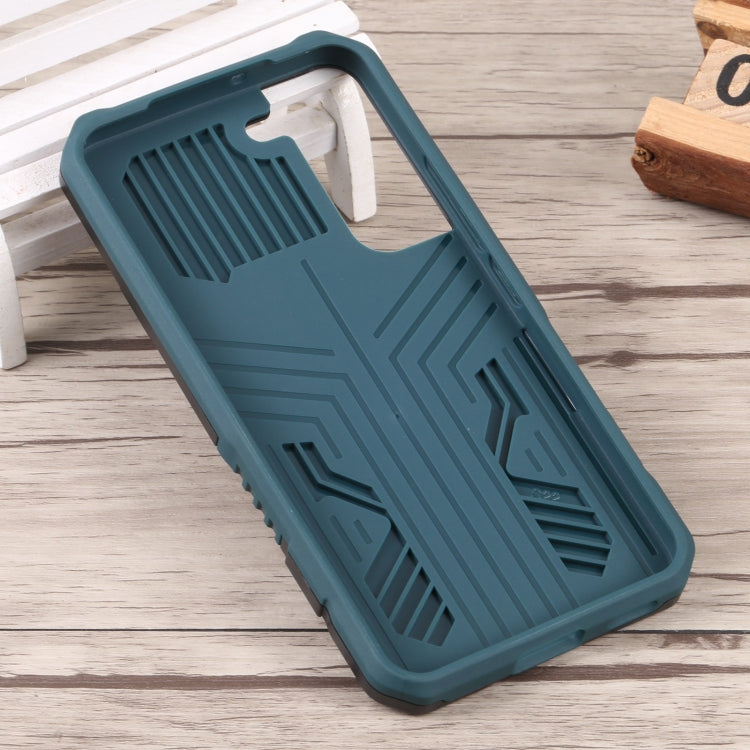 For Samsung Galaxy S22 5G Lanyard Mecha Armor Kickstand PC + TPU Phone Case