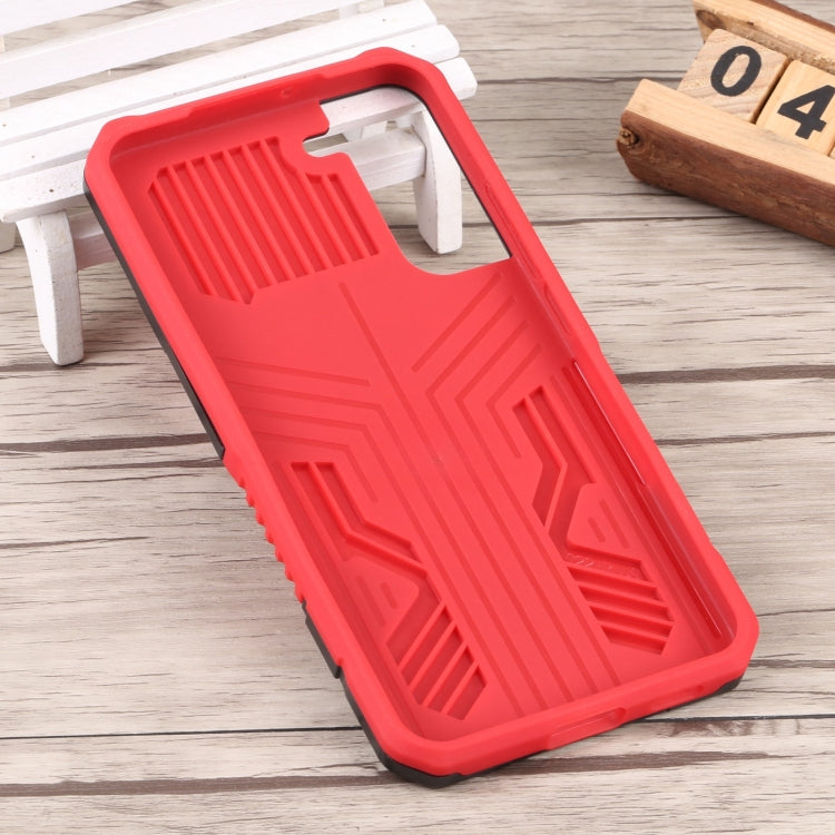 For Samsung Galaxy S22+ 5G Lanyard Mecha Armor Kickstand PC + TPU Phone Case