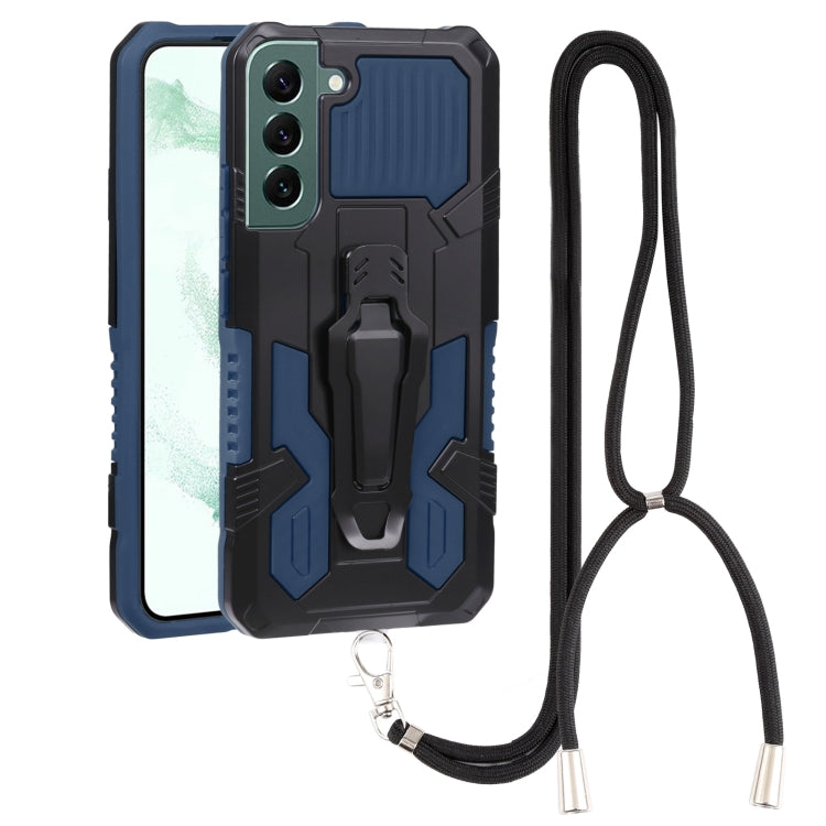 For Samsung Galaxy S22+ 5G Lanyard Mecha Armor Kickstand PC + TPU Phone Case