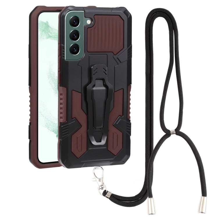 For Samsung Galaxy S22+ 5G Lanyard Mecha Armor Kickstand PC + TPU Phone Case
