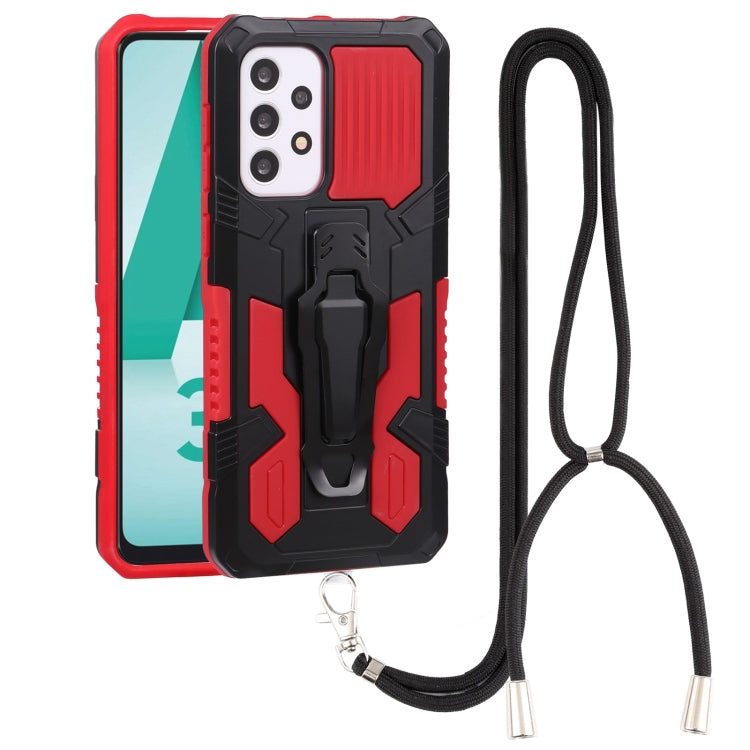 For Samsung Galaxy A33 5G Lanyard Mecha Armor Kickstand PC + TPU Phone Case