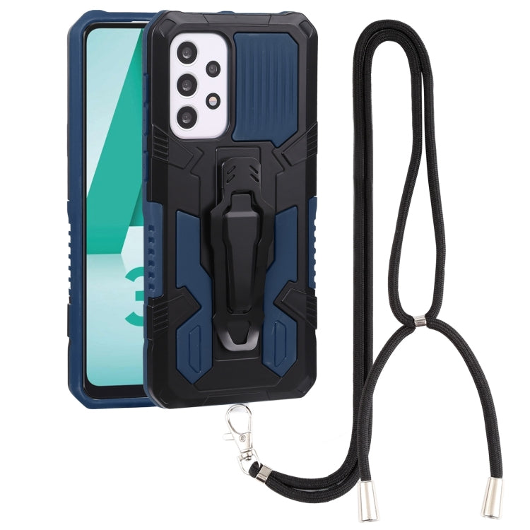 For Samsung Galaxy A33 5G Lanyard Mecha Armor Kickstand PC + TPU Phone Case