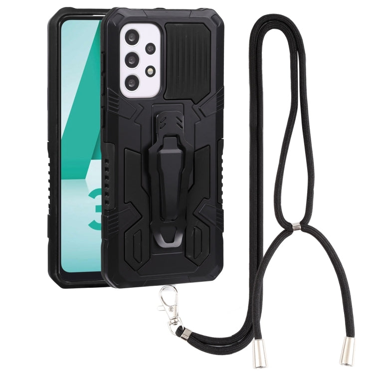 For Samsung Galaxy A33 5G Lanyard Mecha Armor Kickstand PC + TPU Phone Case