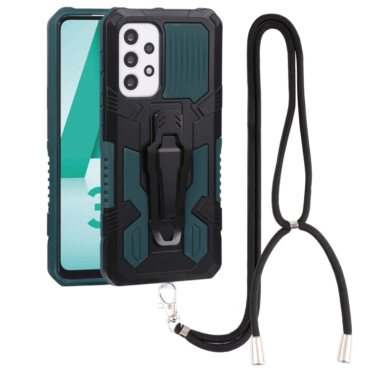 For Samsung Galaxy A33 5G Lanyard Mecha Armor Kickstand PC + TPU Phone Case