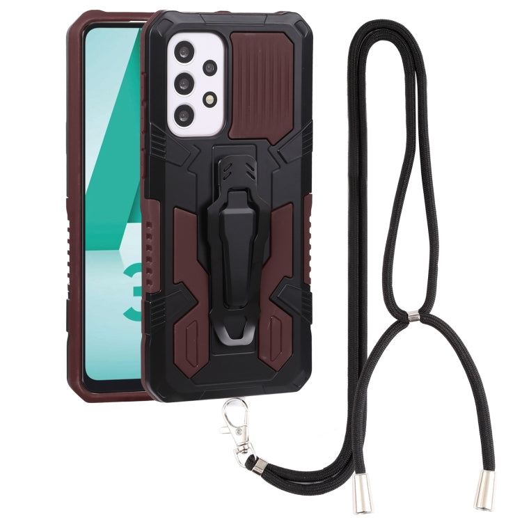 For Samsung Galaxy A33 5G Lanyard Mecha Armor Kickstand PC + TPU Phone Case